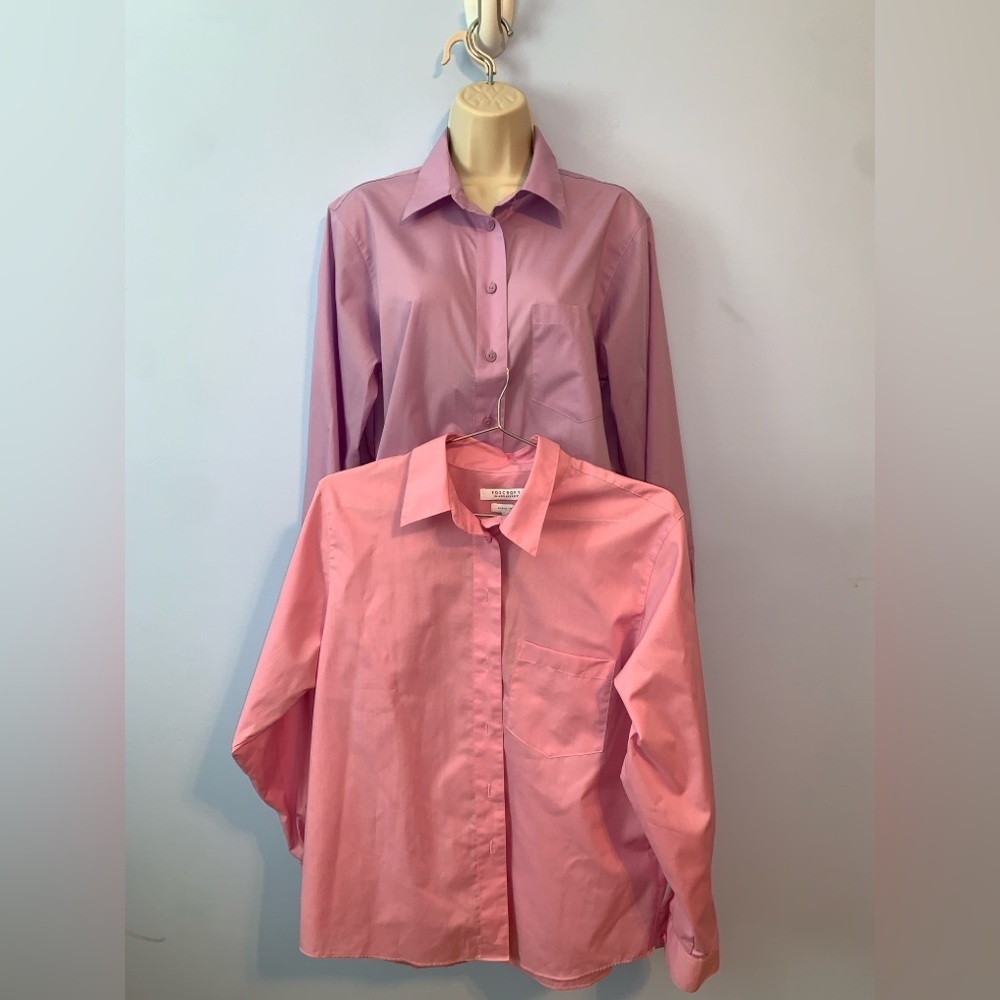 Foxcroft Pink and purple lot Wrinkle-Free Button-Up Shirt Pair size 10 Appleseed